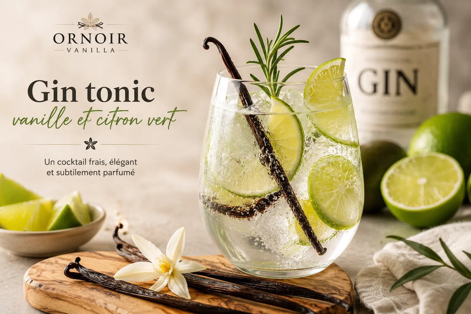 Gin tonic vanille et citron vert : le cocktail raffiné du week-end