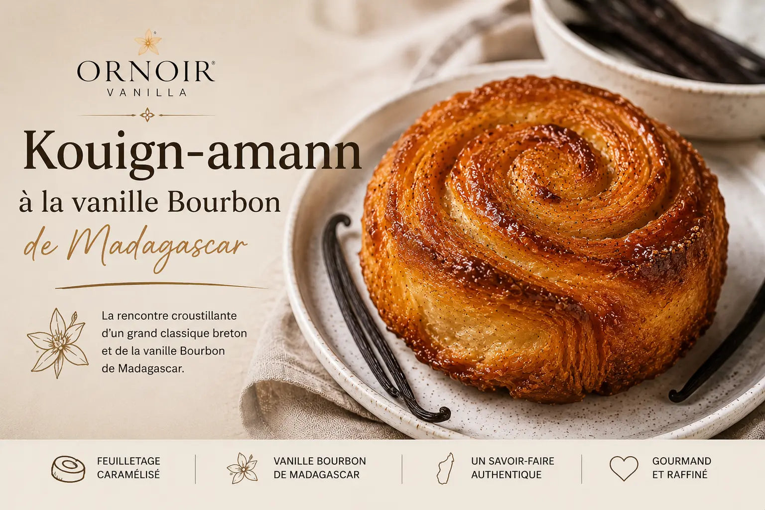 Kouign-amann à la vanille Bourbon : pâtisserie bretonne caramélisée