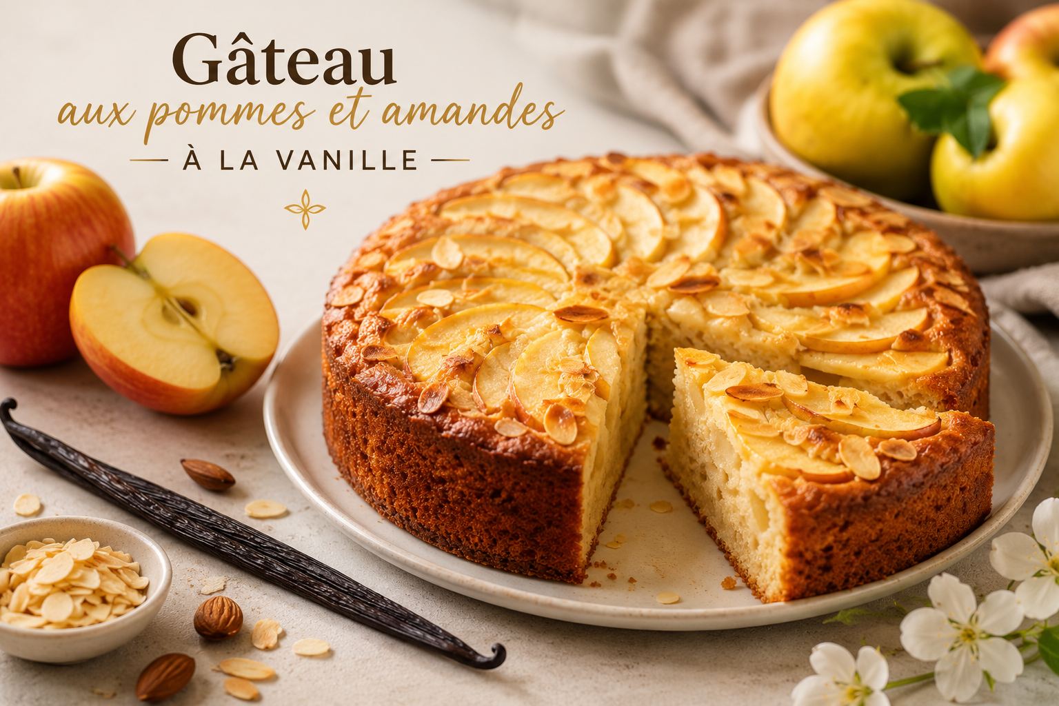 Gâteau aux pommes et aux amandes : moelleux, fondant et inratable | Or Noir Vanilla