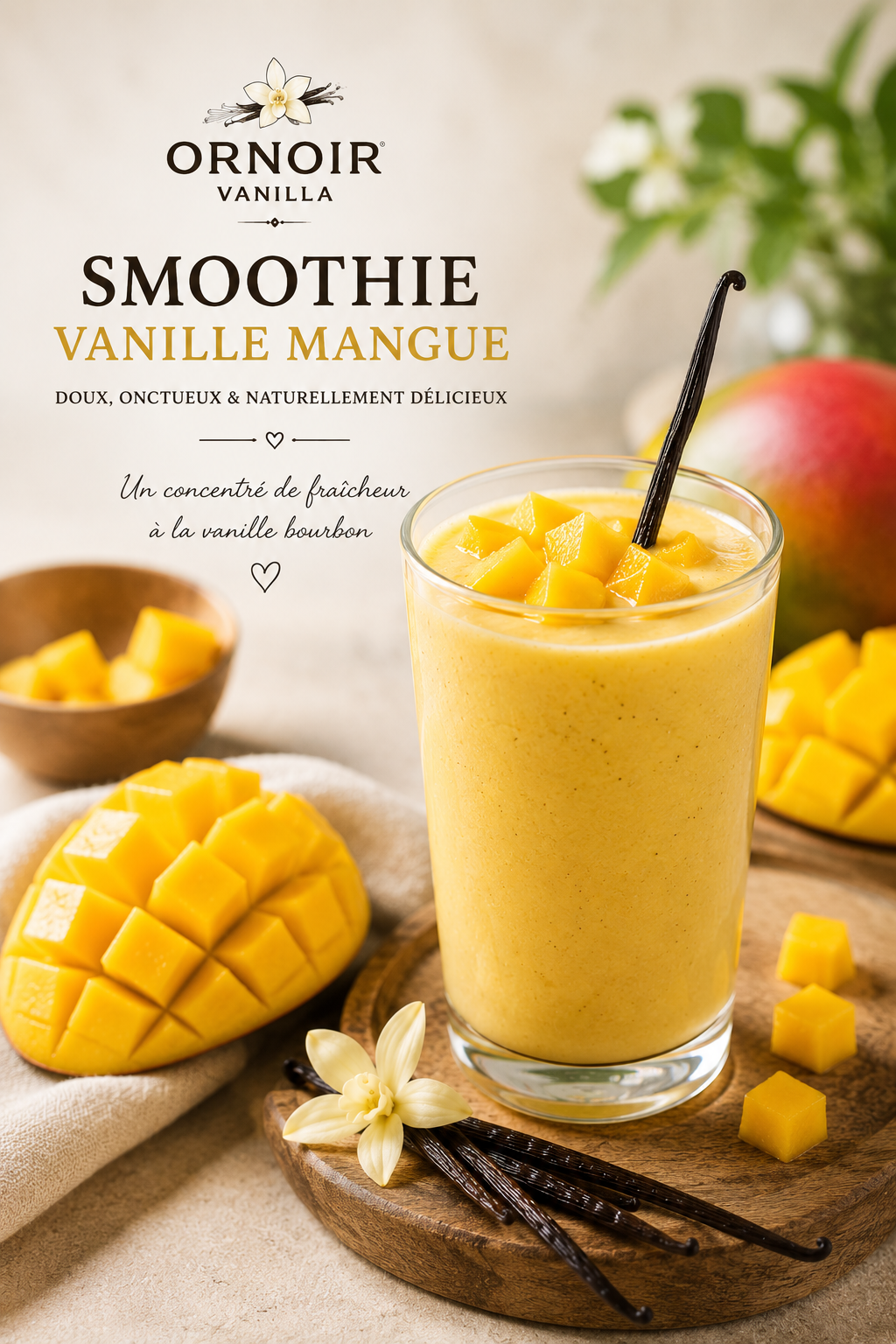 Smoothie mangue vanille Bourbon : recette tropicale en 5 minutes Or noir vanilla