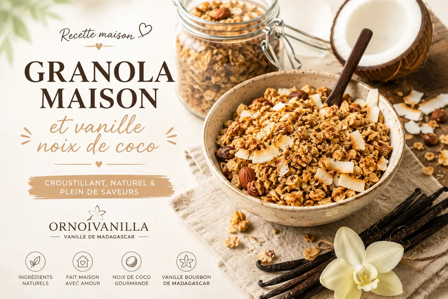 Granola maison vanille et noix de coco : recette saine pour l'été