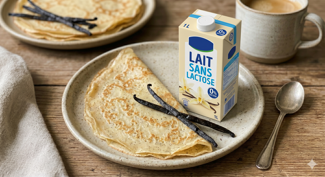 Crêpes au lait d'amande et vanille de Madagascar – Recette facile sans lactose Or noir vanilla