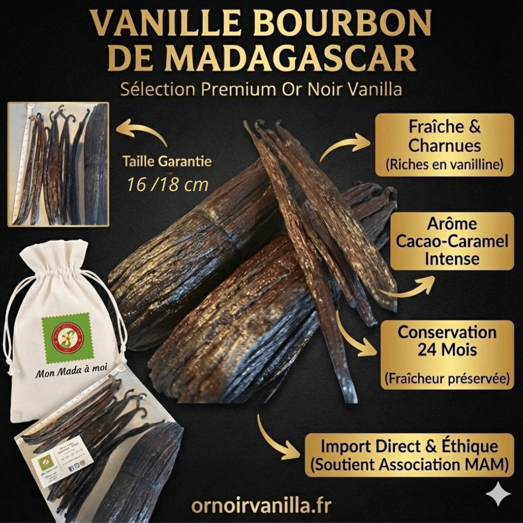 Pack découverte : 5 gousses vanille  XL bourbon Grand cru Madagascar Grade A Or noir vanilla