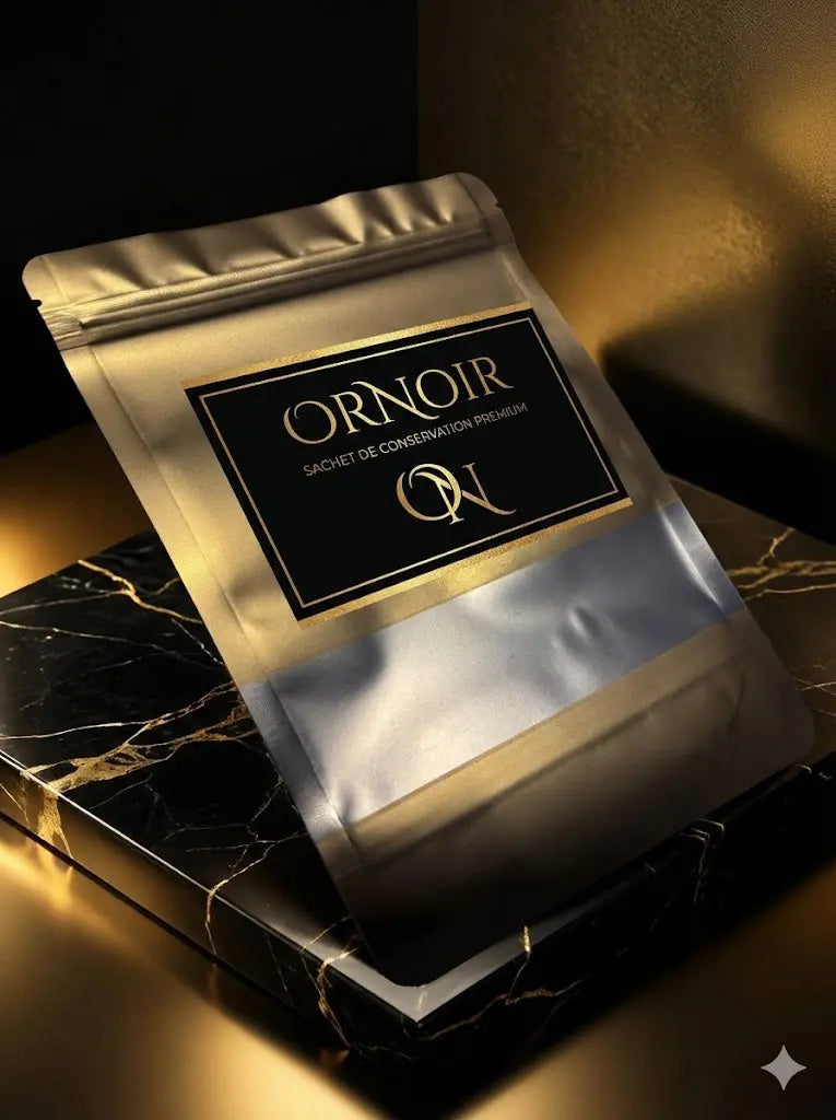 L'Écrin de Conservation Ornoir : Sachet Hermétique Premium pour Vanille & Épices Rares - Or noir vanilla